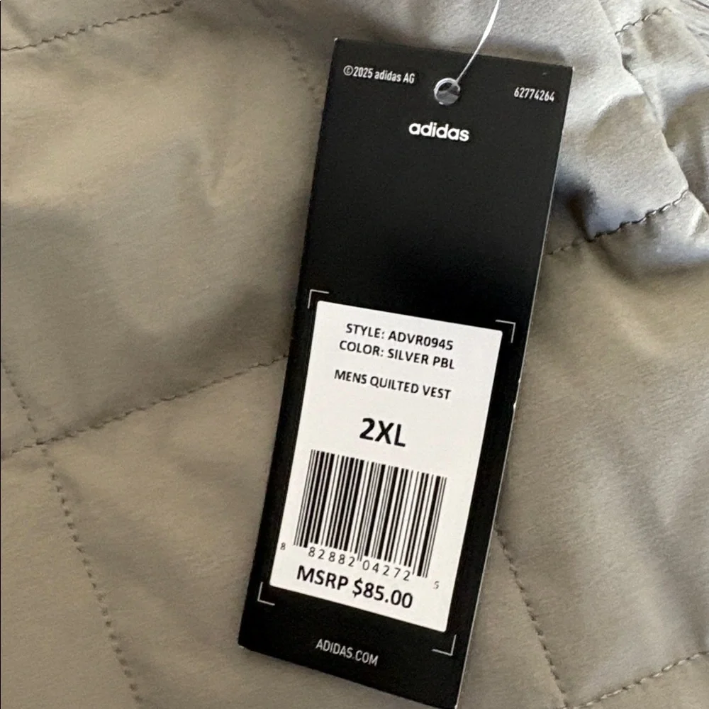 Adidas Men's Quilted Vest Size 2XL NWT
